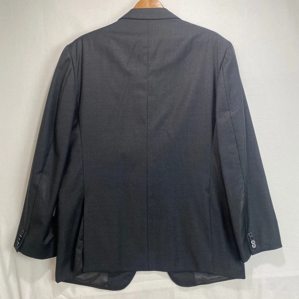 Saks Fifth Avenue Ermenegildo Zegna Wool Suit Jacket Charcoal Grey 44R W38 USA